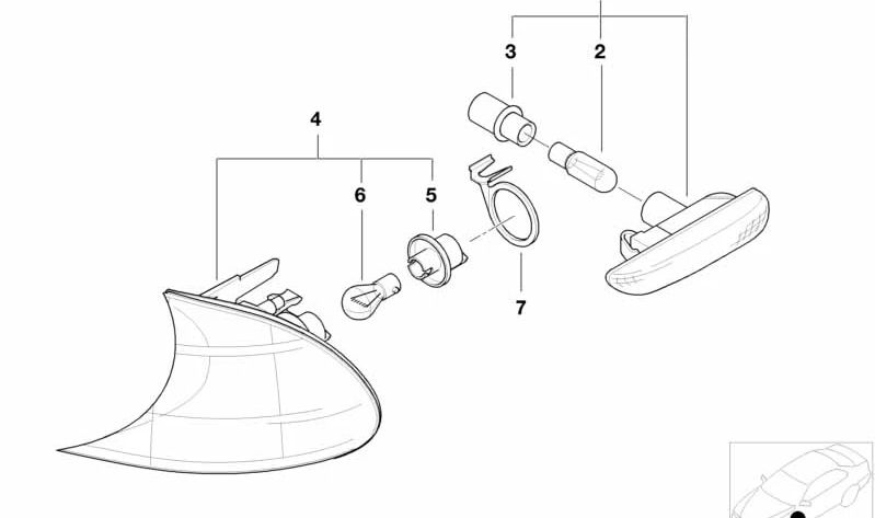 Luz intermitente delantera derecha para BMW Serie 3 E46 (OEM 63126904300). Original BMW