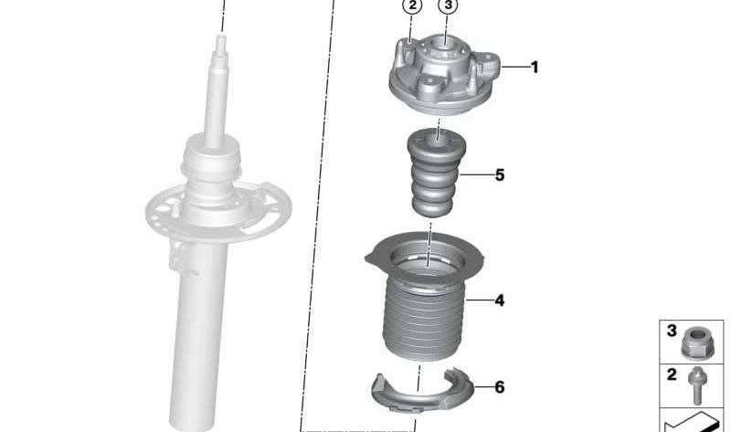 Base inferior para muelle OEM 31338096881 para BMW X3M (F97), X4M (F98). Original BMW