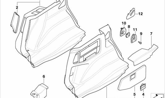 Revestimiento lateral izquierdo del maletero OEM 51477145957 para BMW E81, E87. Original BMW.