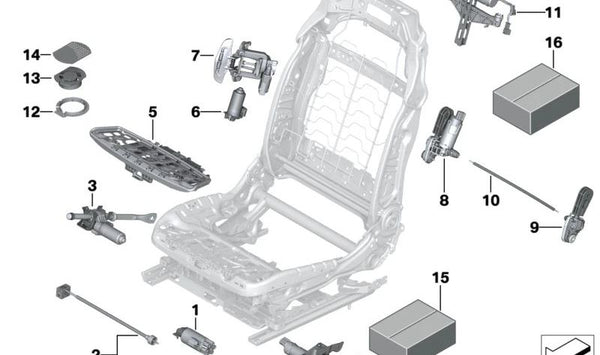 Accionamiento para ajuste de anchura de respaldo derecha para BMW F07, F10, F11, F18, F01N, F02N, F15, F85, F16, F86 (OEM 52107314216). Original BMW