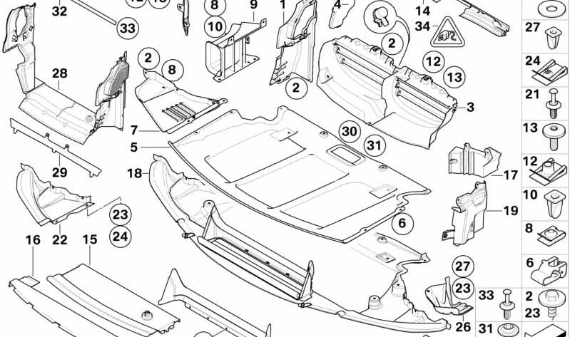 Protección del compartimento del motor delantero para BMW Serie 5 E60, E60N (OEM 51717200846). Original BMW