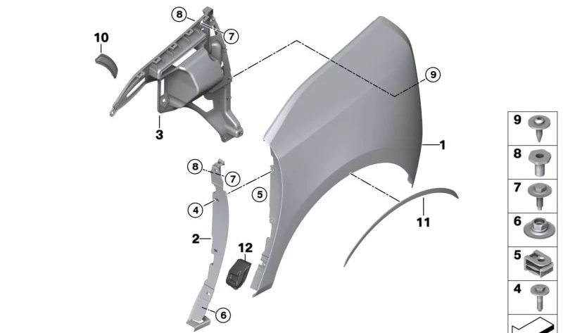 Pannello laterale sinistro OEM 51137369571 per BMW I3 (I01). BMW originale.