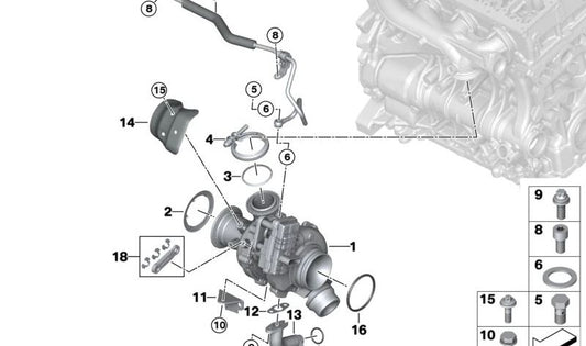 Protector térmico para carcasa del turbo OEM 11658590003 para BMW (Modelos compatibles: F20, F21, F22, F23, F30, F31, F34, F32, F33, F36, F10, F11, G30, G31, F25, G01, F26, G02). Original BMW.