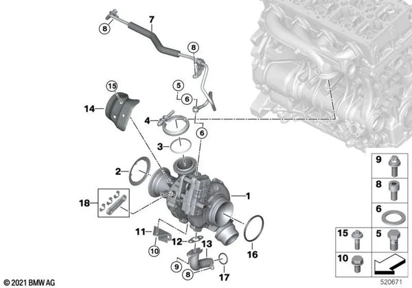 Kit de reparación de barra estabilizadora para BMW F20N, F21N, F22, F23, F30N, F31N, F34, F32, F33, F36, F10N, F11N, G30, G31, F25, G01, F26 (OEM 11658596433). Original BMW