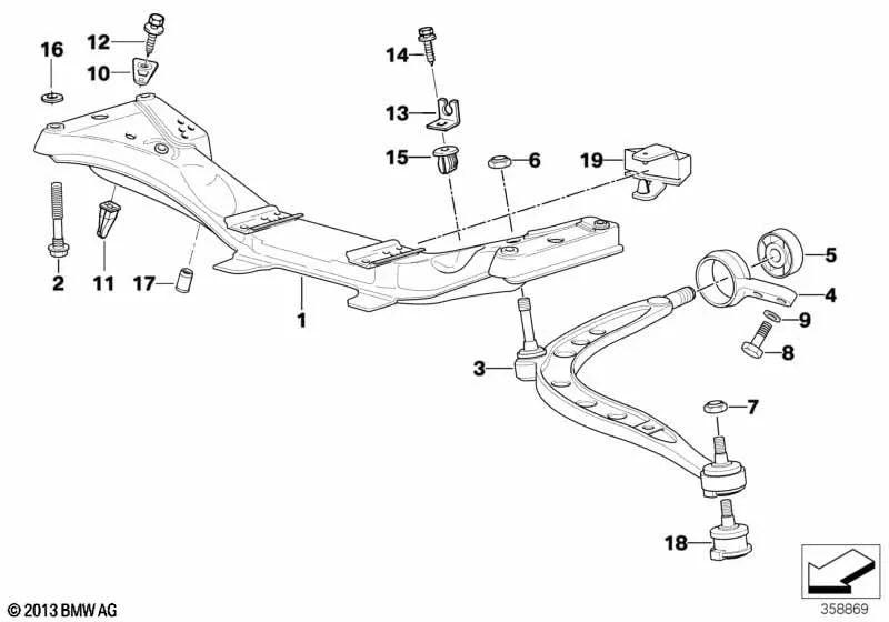 Brazo de suspensión derecho para BMW E36 (OEM 31122227250). Original BMW.