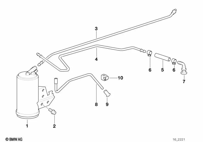 Breather pipe for BMW 3 Series E36 (OEM 16132227316). Original BMW.