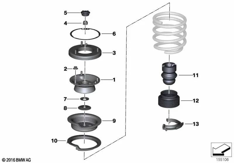 Amortiguador adicional delantero para BMW E81, E82, E87, E87N, E88, E91, E91N, E93N (OEM 31336771380). Original BMW.