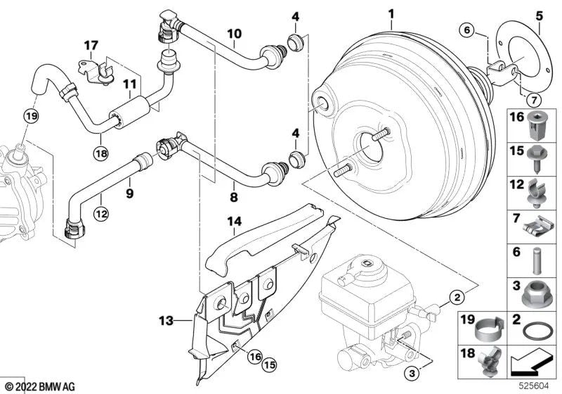 Potenciador de frenado para BMW X5 E70, E70N, F15, X6 E71, F16 (OEM 34336791410). Original BMW.