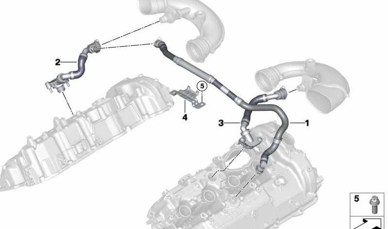 Tubo de ventilación del cárter OEM 11158662605 para BMW G05, G07. Original BMW.