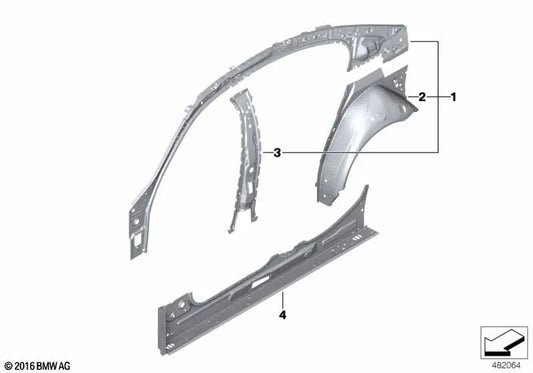 Marco lateral interior derecho para BMW Serie 5 F90, G30, F90N, G30N (OEM 41007437426). Original BMW