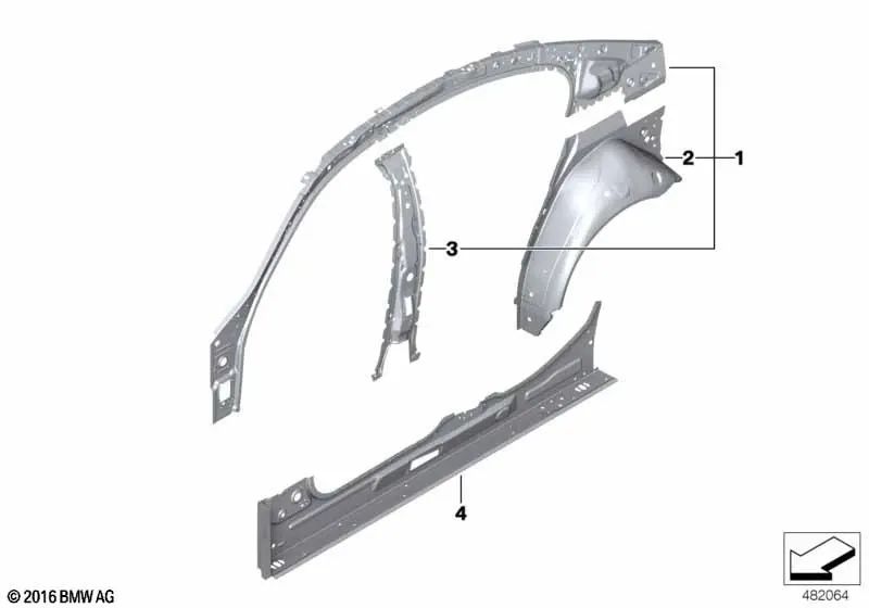 Cubrecárter trasero derecho para BMW F90, G30 (OEM 41007437456). Original BMW