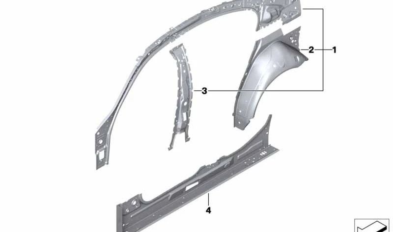 Marco lateral interior izquierdo para BMW F90, G30 (OEM 41007437425). Original BMW