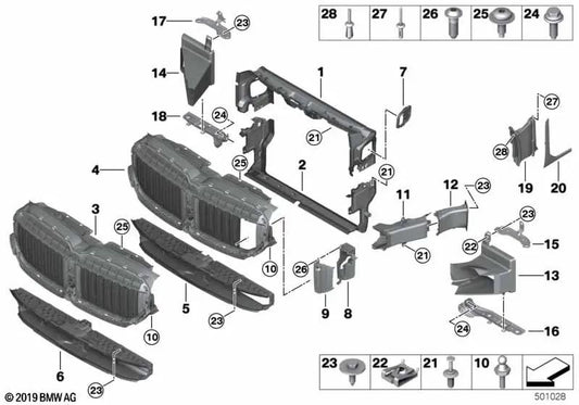 Compuertas de aire superiores para BMW Serie 7 G12N (OEM 51135A21AA2). Original BMW