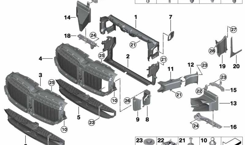 AR AR ARRACUITO PARA RADIADOR DA ESQUERDA OEM 51747475271 para BMW G11, G12. BMW original.