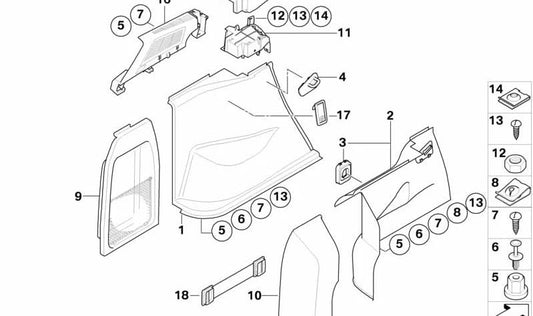 Cubierta de Base Cinturón Izquierda para BMW X3 E83, E83N (OEM 51477054313). Original BMW