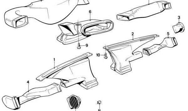 Conducto de Aire Frío Central para BMW Serie 3 E30 (OEM 51451888244). Original BMW