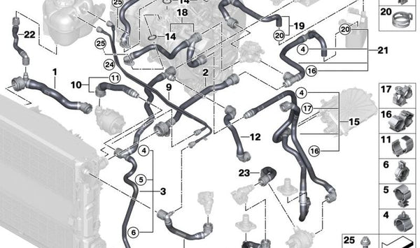 Manguera del Refrigerante para BMW Serie 4 G26E, G26F (OEM 17128475678). Original BMW