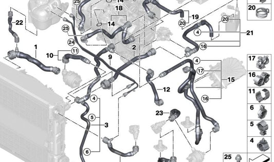 Tubo de válvula de conmutación para BMW G26E, G26F (OEM 17128475683). Original BMW