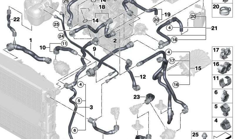 OEM 17128475691 tuyau de pompe à eau électrique pour BMW G26. BMW d'origine.