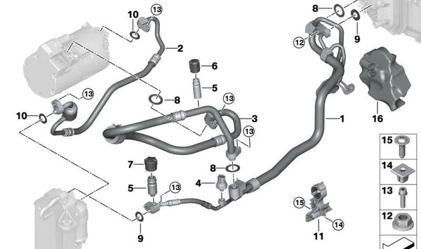 Tubería de Refrigerante Doble para BMW Serie 5 G30N, G31N, G38N, Serie 7 G11N, G12N (OEM 64539473864). Original BMW