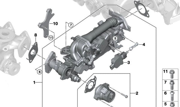 Vástago de válvula para BMW Serie 2 U06, Serie 5 G60, Serie 7 G70, X1 U11, X5 G05N, X6 G06N, X7 G07N (OEM 11719887735). Original BMW