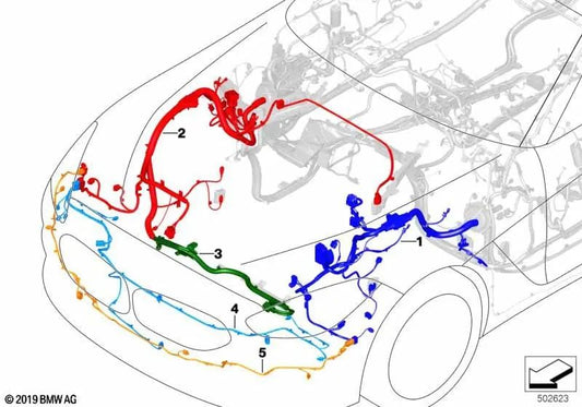 Front bumper wiring harness for BMW Z4 Series G29 (OEM 61128716556). Original BMW