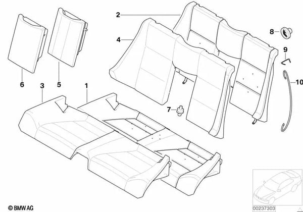 Parte del Acolchado del Asiento para BMW E46 (OEM 52208255021). Original BMW