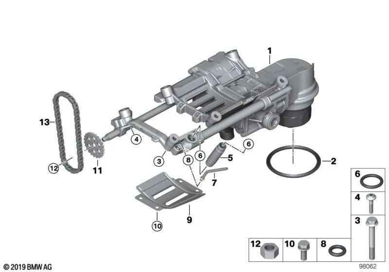 Oil hose for BMW E60, E61, E63, E64, E65, E66 (OEM 11417505174). Original BMW.