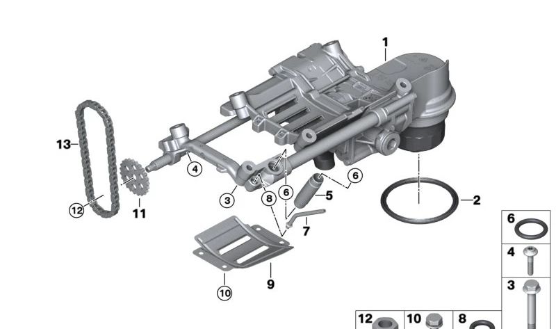 Bomba de aceite con filtro para BMW Serie 5 E60, E61, Serie 6 E63, E64, Serie 7 E65, E66 (OEM 11417561428). Original BMW