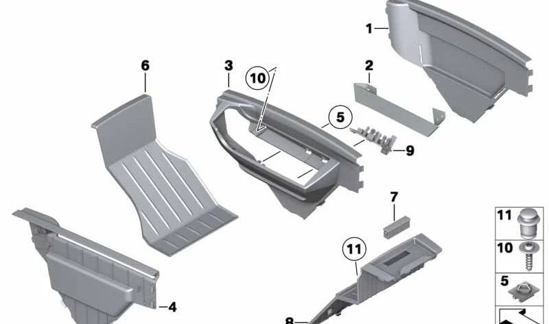 Embellecedor lateral derecho OEM 51169178696 para BMW F07 (Serie 5 Gran Turismo). Original BMW.