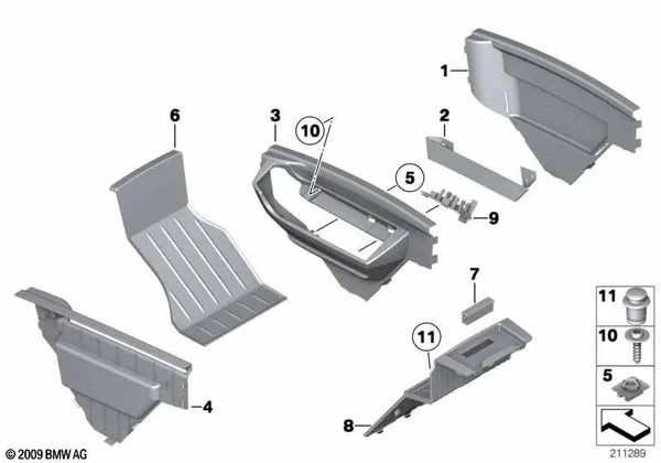 Alfombrilla trasera para BMW Serie 5 F07, F07N (OEM 51169221424). Original BMW