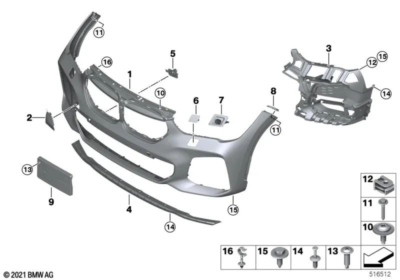 Revestimiento Parachoques Delantero para BMW X1 F48N (OEM 51119883764). Original BMW.