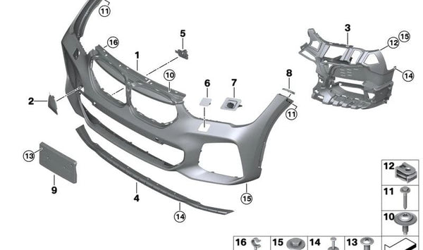 Conjunto Soporte Sensor PDC/PMA delantero para BMW X1 F48N (OEM 51119883621). Original BMW