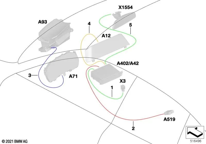 HSD-Leitung HU for BMW G42 (OEM 61115A1FC23). Genuine BMW.