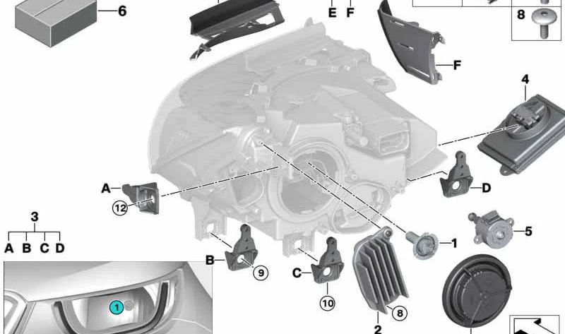 Módulo LED luz diurna izquierda OEM 63117367752 para BMW i3 (I01). Original BMW.