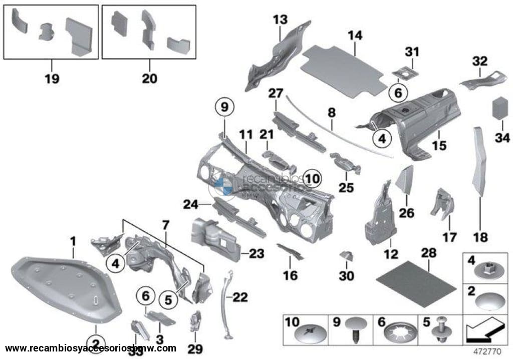 Aislamiento Acústico Capo Frontal Para Bmw F20 F21 F22 F23 F30 F31 F33 F34 F36 F82. Original