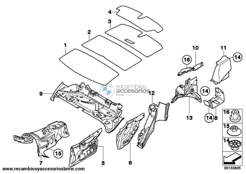 Aislamiento Acústico Puerta Trasera Para Bmw E83 X3 . Original Recambios