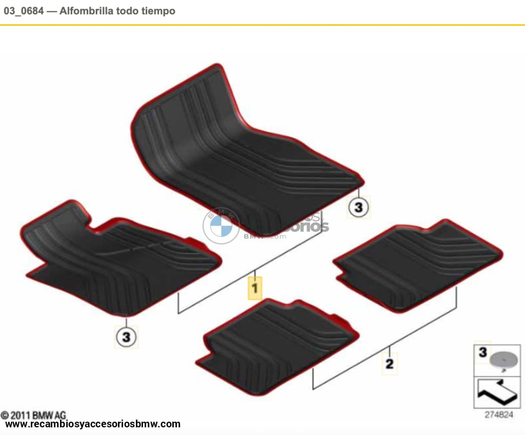 Alfombrillas De Goma Para Bmw Serie 2 Gran Tourer F46 . Original Recambios