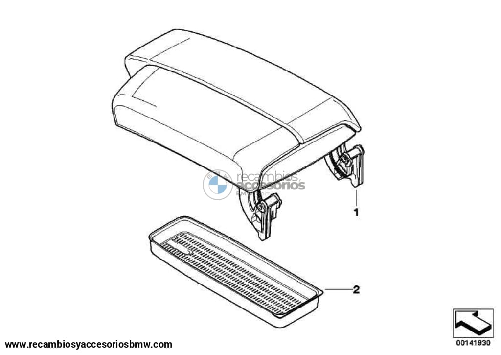 Almohadilla Soporte Goma Debajo Reposabrazo Para Bmw E90 E91 E92 E93 . Original Bmw. Recambios