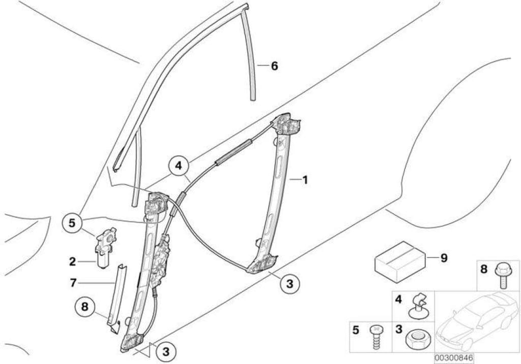 Alzacristales Sin Motor Delantera Derecho Para Bmw Compact E46. Original Recambios