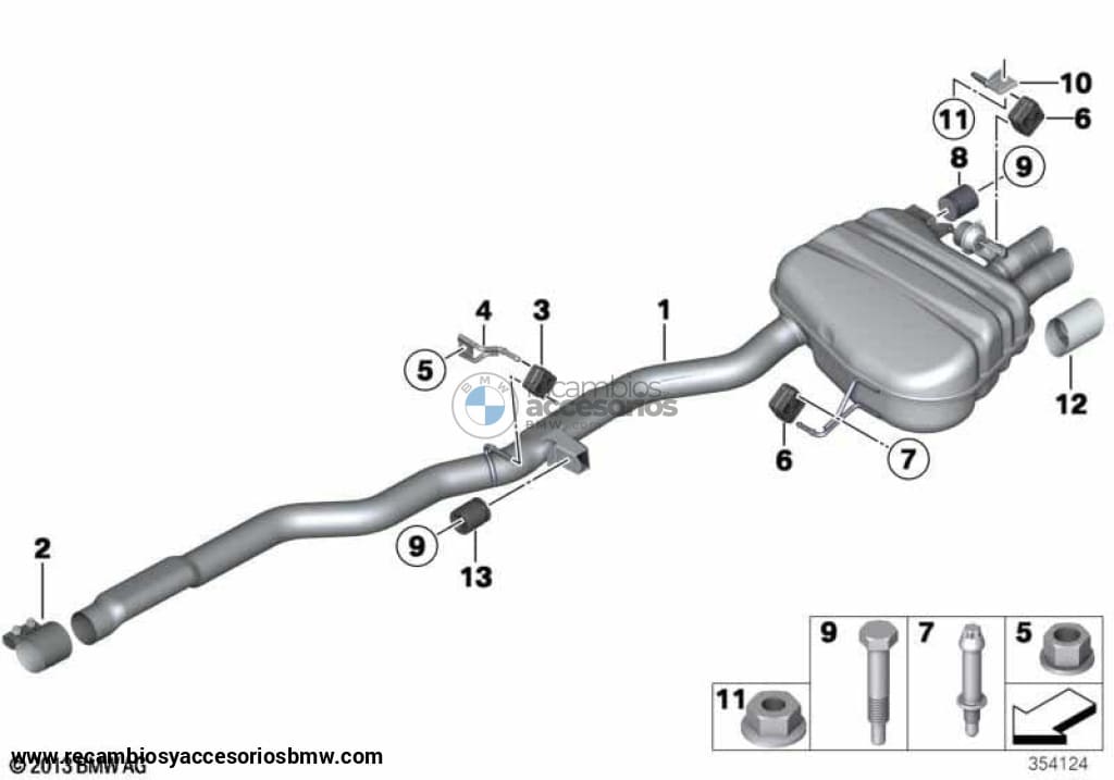 Amortiguador De Vibración Del Escape 43Hz Para Bmw F20 F21 F22 F23 F07 Gt F10 F11 F18 . Original