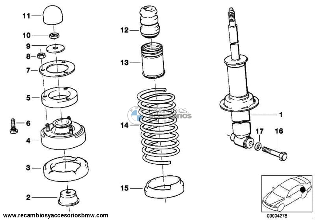 Amortiguador Trasero Para Bmw E32 Serie 7 . Original Recambios