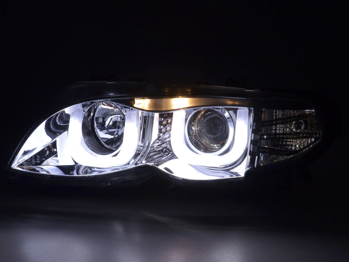 Angel Eyes Headlights BMW 3 Series E46 Sedan / Touring 02-05 Chrome