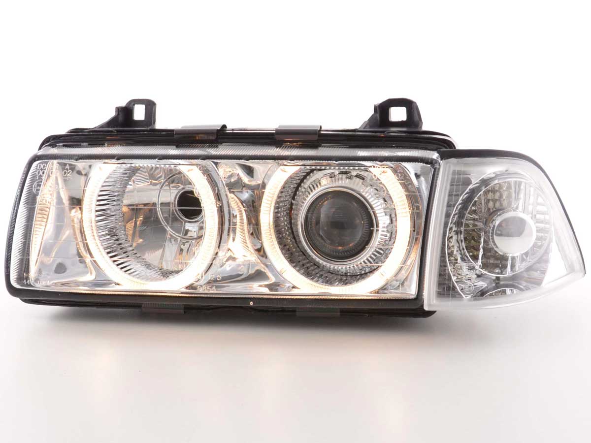 Xenon Headlights with Angel Eyes for BMW 3 Series Coupe E36 Year 92-98 Chrome