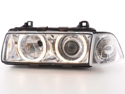 Faros delanteros de xenón con óptica ojos de angel para BMW Serie 3 Coupe E36 año 92-98 cromado