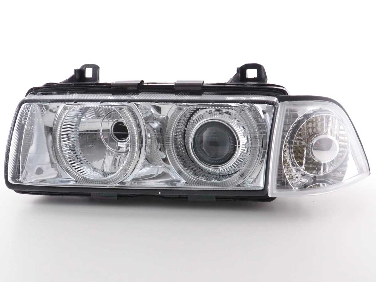 Xenon Headlights with Angel Eyes for BMW 3 Series Coupe E36 Year 92-98 Chrome