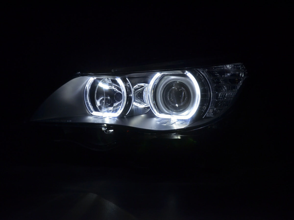 Faros Delanteros Con Ojos De Ángel Led Bmw Serie 5 E60 / E61 2003-2006 Negro Lights > Headlights