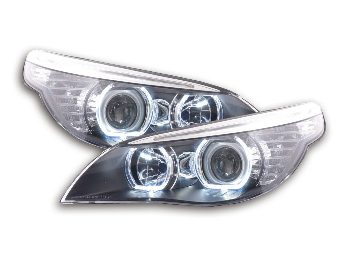 Faros Delanteros Con Ojos De Ángel Led Bmw Serie 5 E60 / E61 2003-2006 Negro Lights > Headlights