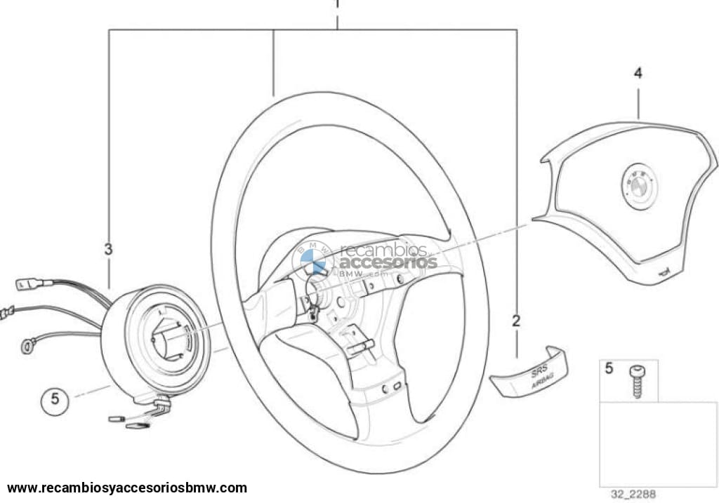 Anillo Colector / Volante 4-Polig Para Bmw E31 E34 E36 E39 Z3. Original Recambios