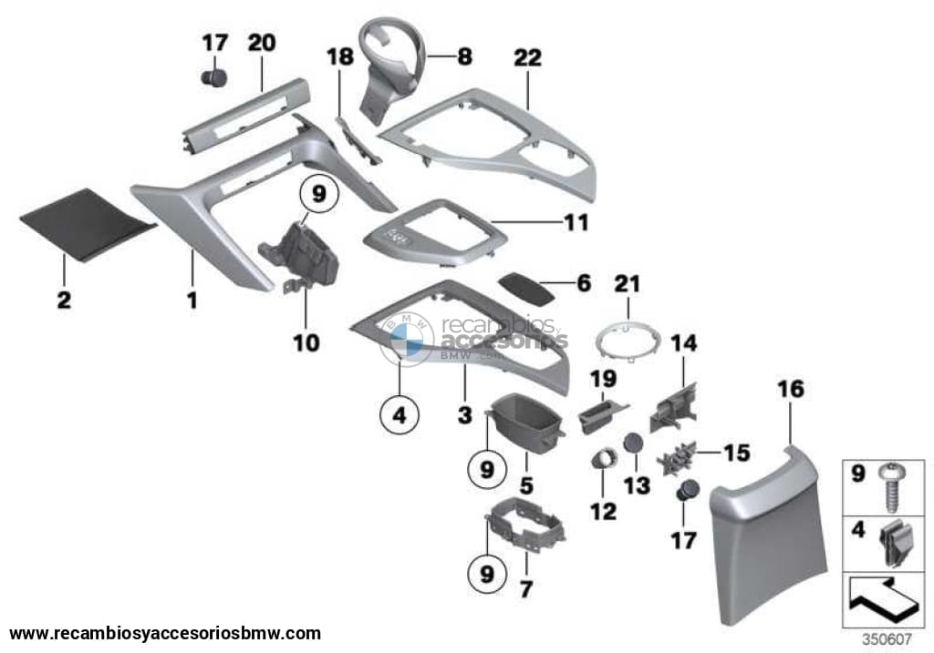 Anillo Cromado Porta Vasos Bebidas Consola Central Para Bmw E84. Original Recambios